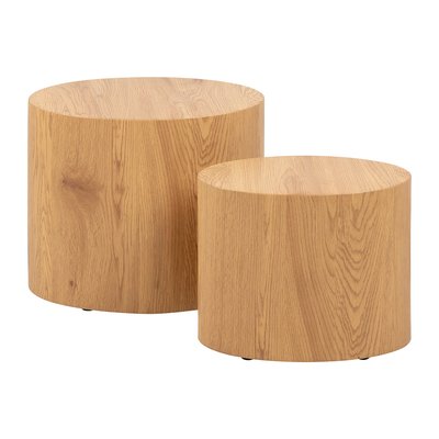 Tables basses gigognes ovales scandinaves bois clair finition chêne (lot de 2) WOODY MILIBOO