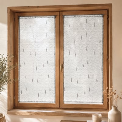 Paire de petits voilages Organza et Jacquard à motifs gouttes HOME MAISON