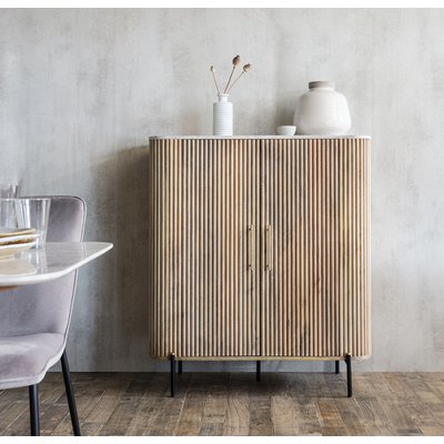 Buffet moderne haut en marbre et bois MASSA PIER IMPORT