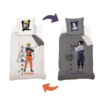 Parure de lit coton réversible, Naruto et Sasuke NARUTO