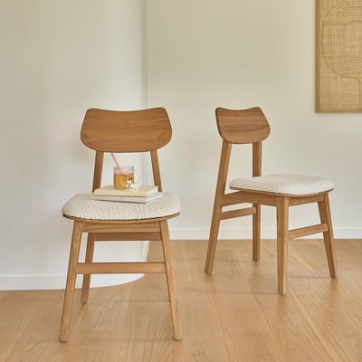 Lot de 2 chaises en teck massif et bouclette  ADELE BERAH GETAH
