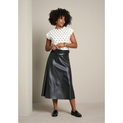 Jupe midi évasée effet cuir LOLALIZA