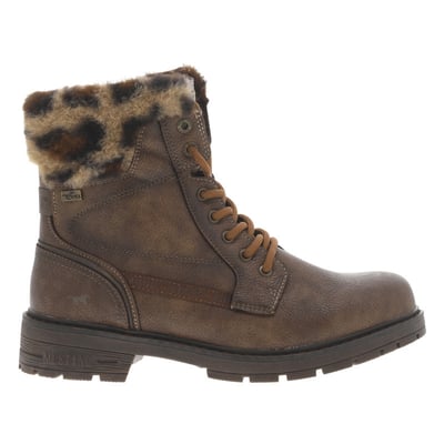 Bottines marron à talon décroché bas avec un zip et des lacets ronds MUSTANG