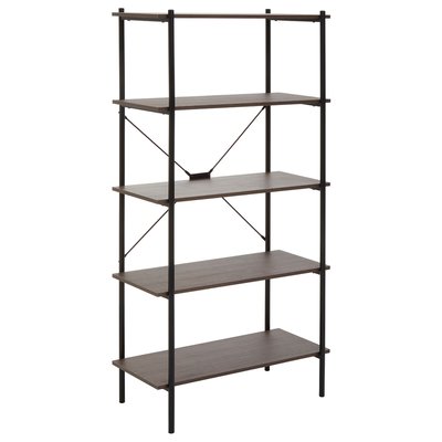 Industrial Style 5 Tier Shelf Unit in Dark Oak Effect with Black Frame SO'HOME