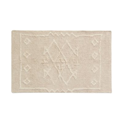 Tapis en coton tufté écru motifs ethniques 90 x 150 cm AUBRY GASPARD