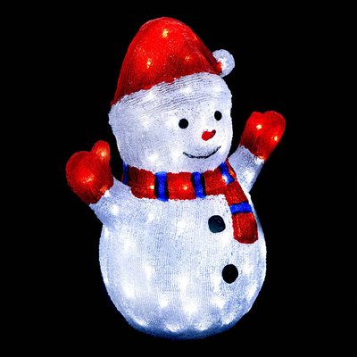Bonhomme de neige lumineux extérieur H48cm 90 LED à panneau solaire FEERIC LIGHTS & CHRISTMAS