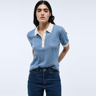 Polo ajouré bicolores en coton BIO MONOPRIX