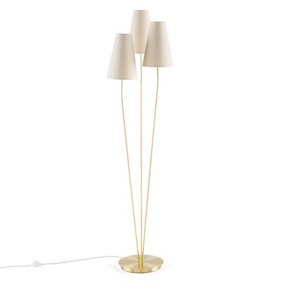 Lampadaire triple en laiton, lin & rotin, Amaya LA REDOUTE INTERIEURS