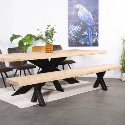 Banc en bois de chêne blanc 240 cm PALERME PIER IMPORT