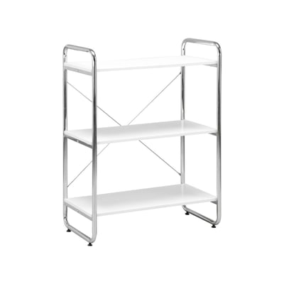 Etagère bibliothèque métal chromé et décor bois 3 niveaux LENNOX SWEEEK
