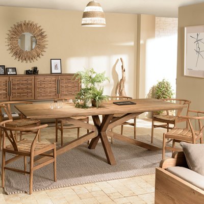 Table à manger 240 cm en teck recyclé massif pied mikado bois SWING PIER IMPORT