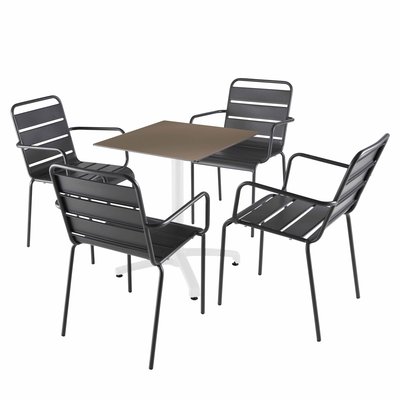 Table 60x60 cm inclinable stratifiée avec pied blanc et chaises en métal, OPERA OVIALA