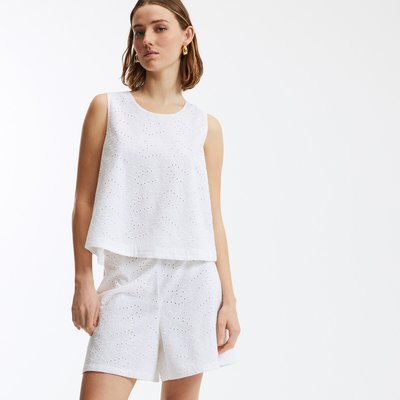 Top senza maniche in broderie anglaise, collo rotondo LA REDOUTE COLLECTIONS