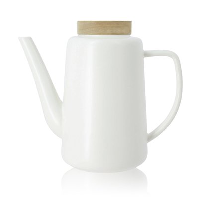 Théière en porcelaine avec couvercle en bois d'acacia 1,2L OGO LIVING