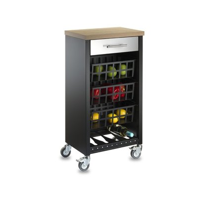 Desserte de cuisine KARA, noir-inox-bois DON HIERRO