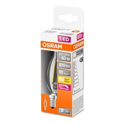 Ampoule Led Flamme Verre Clair E14 5w=40 Chaud Dimmable OSRAM