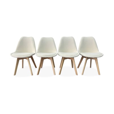 Chaise scandinave bois de hêtre et bouclette (lot de 4) NILS SWEEEK