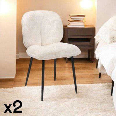 Chaise cosy en tissu blanc (lot de 2) IENA PIER IMPORT