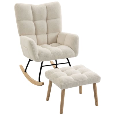 Fauteuil à bascule Tissu bouclette Crème HOMCOM