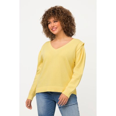 Pull en maille texturée à col V et manches ULLA POPKEN