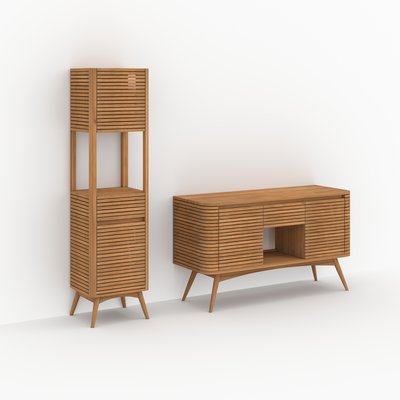 Ensemble de salle de bain en bois de teck 140 cm avec une niche - AUGUSTE RENDEZ-VOUS DÉCO