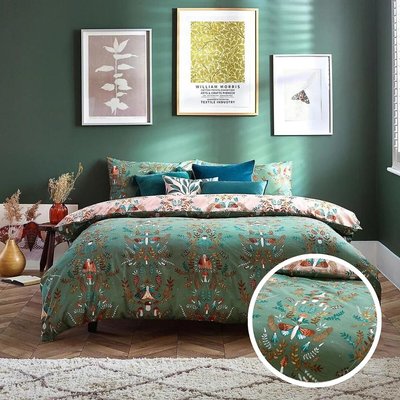 Luna Wood Cotton Mix Duvet Cover and Pillowcase Set FURN.