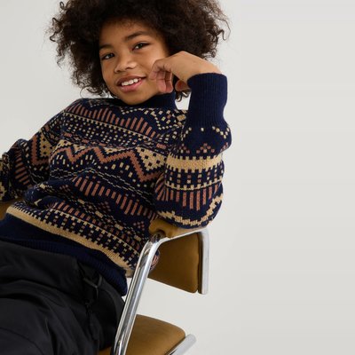Pull en laine col montant en jacquard MONOPRIX