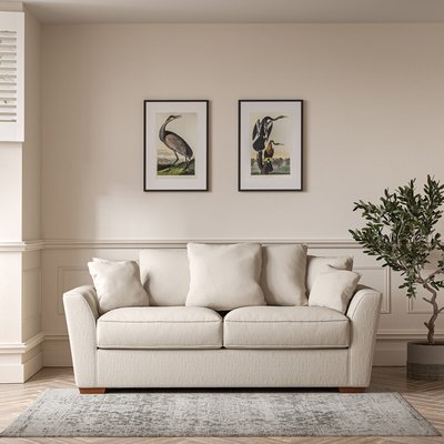 Florence Scatterback Textured Woven 3 Seater Sofa with Dark Brown Wood Legs SO'HOME