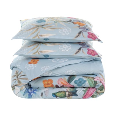 Parure de lit avec 2 taies 65x65 cm en percale BIRDIE SENSEI MAISON