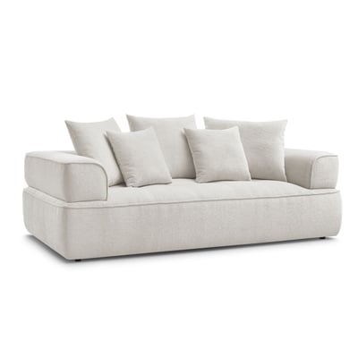 Canapé droit fixe 3 places en tissu lisse, WHESLEY BOBOCHIC