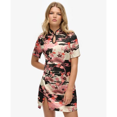 Robe courte en jacquard à col Mao SUPERDRY
