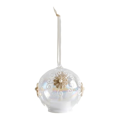 Boule de Noël Flocon en verre avec bougie LED intégrée MATHILDE M