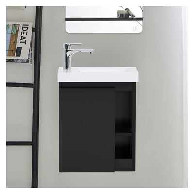 Ensemble lave-mains avec rangement latéral avec robinet chromé HAMPTON MOB IN