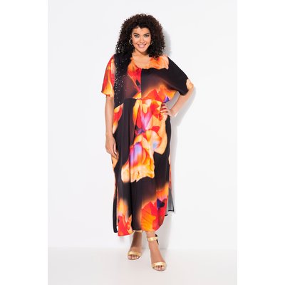 Caftan en satin, fleurs et pierres fantaisie ULLA POPKEN