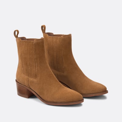 Botas em pele (croute) de vaca, tacão largo LA REDOUTE COLLECTIONS