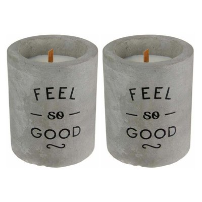 Bougie senteur linge frais pot en ciment (Lot de 2) CMP