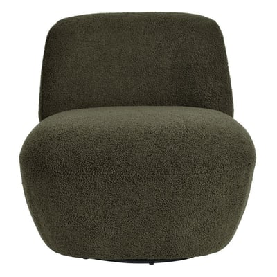 Fauteuil pivotant en bouclette épaisse vert ZAGO