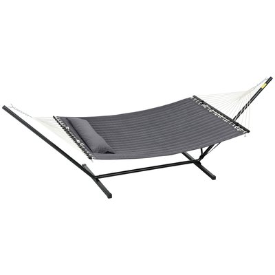 Hamac sur pied 1 place tétière toile matelassé acier gris foncé OUTSUNNY