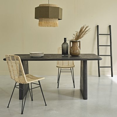 Table en manguier massif noire 8 pers.  LUCKY BERAH GETAH