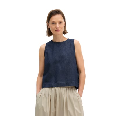 Haut de blouse en jean regular en mélange coton organique/lin MARC O'POLO