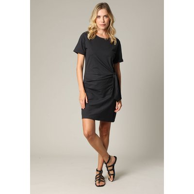 Robe à manches courtes et col rond avec nœud noué sur le côté KNOTY DEELUXE