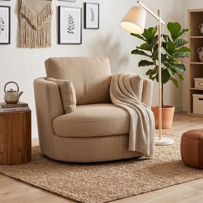 Fauteuil pivotant à 360° en tissu - ANGEL HELLIN, DEPUIS 1862