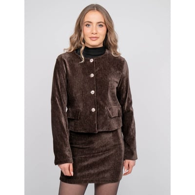 Veste Courte Effet Velours Boutons Bijoux Uxelle DONA LISA