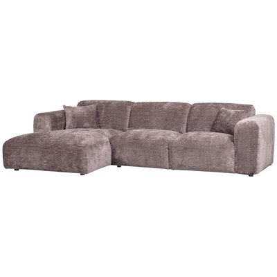 Canapé d'angle avec méridienne à gauche en tissu chenille CLOUD WOOOD