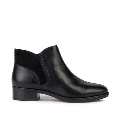 Ademende bottines in leer met rits Felicity GEOX