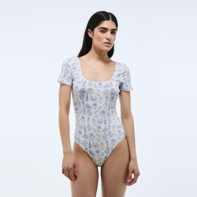 Body manches courtes imprimé en coton mélangé MONOPRIX