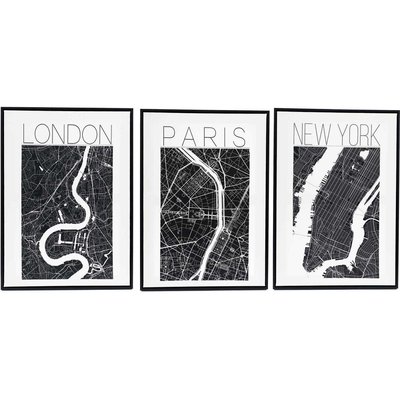 Assortiment de 3 cadres Londres/Paris/New York JARDINDECO