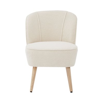 Fauteuil en tissu bouclette et bois - DOUVE DRAWER