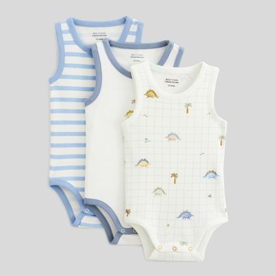 Lot de 3 bodies sans manches imprimé en coton BIO GOTS BOUT'CHOU