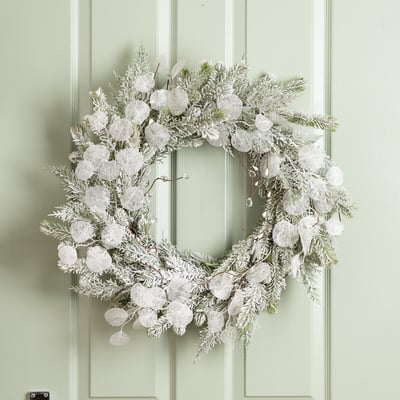 60cm Snowy Sparkle Eucalyptus Wreath SO'HOME